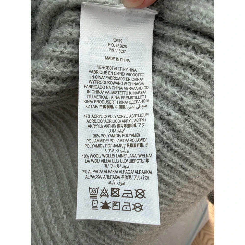 Boden Jessica Alpaca Cardigan Women US 10 Grey Balletcore Coquette Ruffle Wool